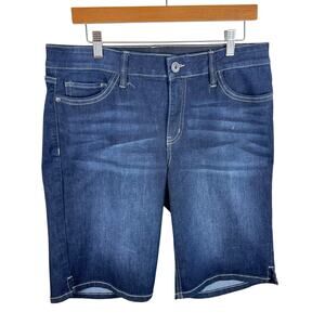 Liz Claiborne Dark Wash Mid Rise Cotton Blend Bermuda Length Jean Shorts Size 12